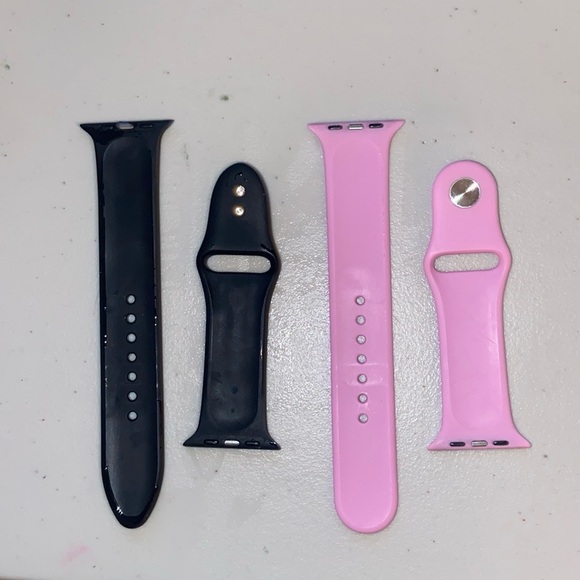 Silicon Apple Watch Replacement Bands 38-40mm Black & Pink - Picture 3 of 4